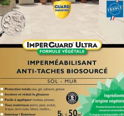 ImperGuard Ultra Formule Végétale Imperméabilisant Super Antitache Incolore Toute Pierre 5L 50m2