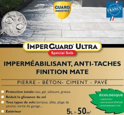 ImperGuard Ultra Protection Sol Mat Imperméabilisant Effet Mat Sol Poreux Pierre Béton Dalle PavéIncolore 5L Traite 50m²
