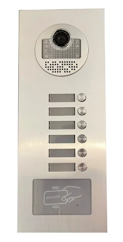 Interphone vidéo couleur pour 6 logements / appartements avec lecteur RFID