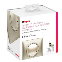 Interrupteur à option variateur à câbler pour installation connectée Céliane with Netatmo avec plaque Métal Titane