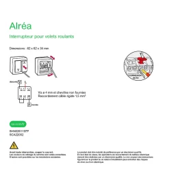 Interrupteur commande volet-roulant 2 boutons complet saillie Schneider Electric Alréa blanc