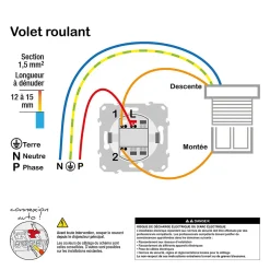 Interrupteur commande volet-roulant 3 boutons Schneider Electric Odace blanc