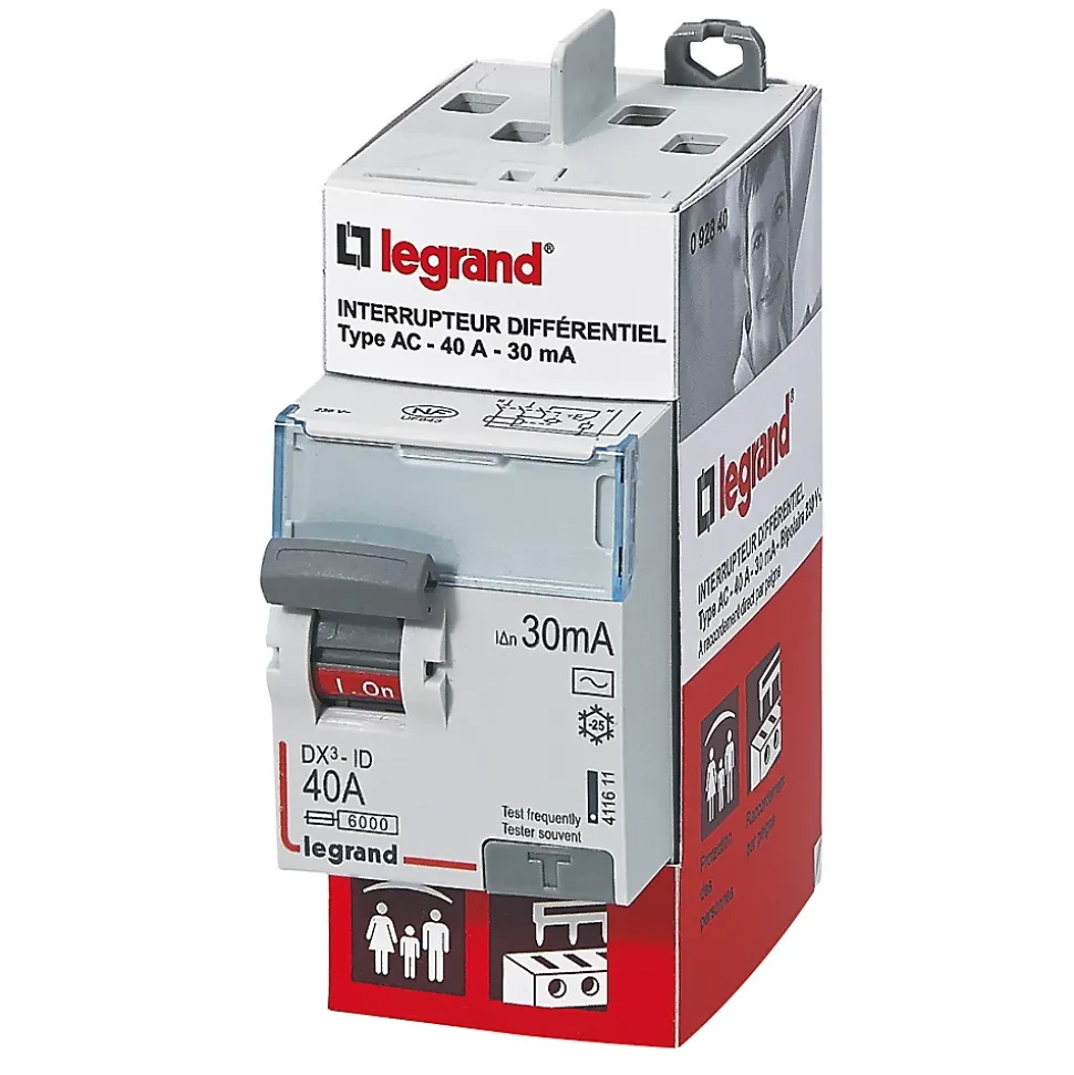 Interrupteur différentiel 40A 30mA type AC sortie haut Legrand