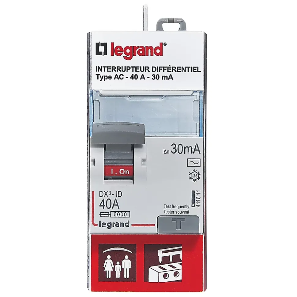 Interrupteur différentiel 40A 30mA type AC sortie haut Legrand