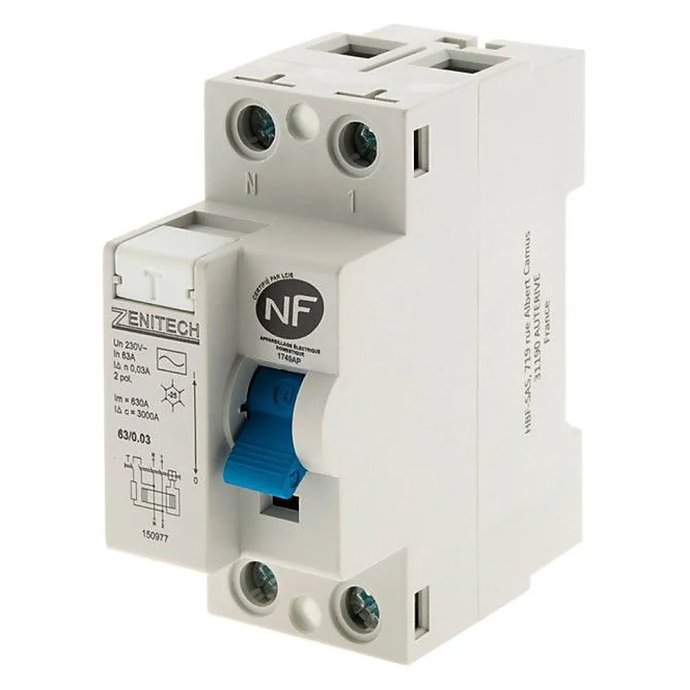 Interrupteur différentiel 63/2 30mA Type AC NF - Zenitech