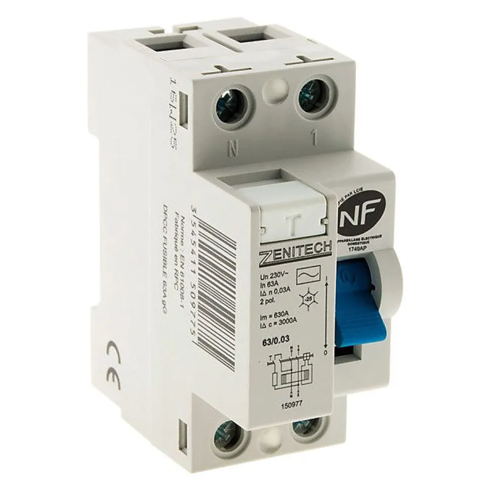 Interrupteur différentiel 63/2 30mA Type AC NF - Zenitech