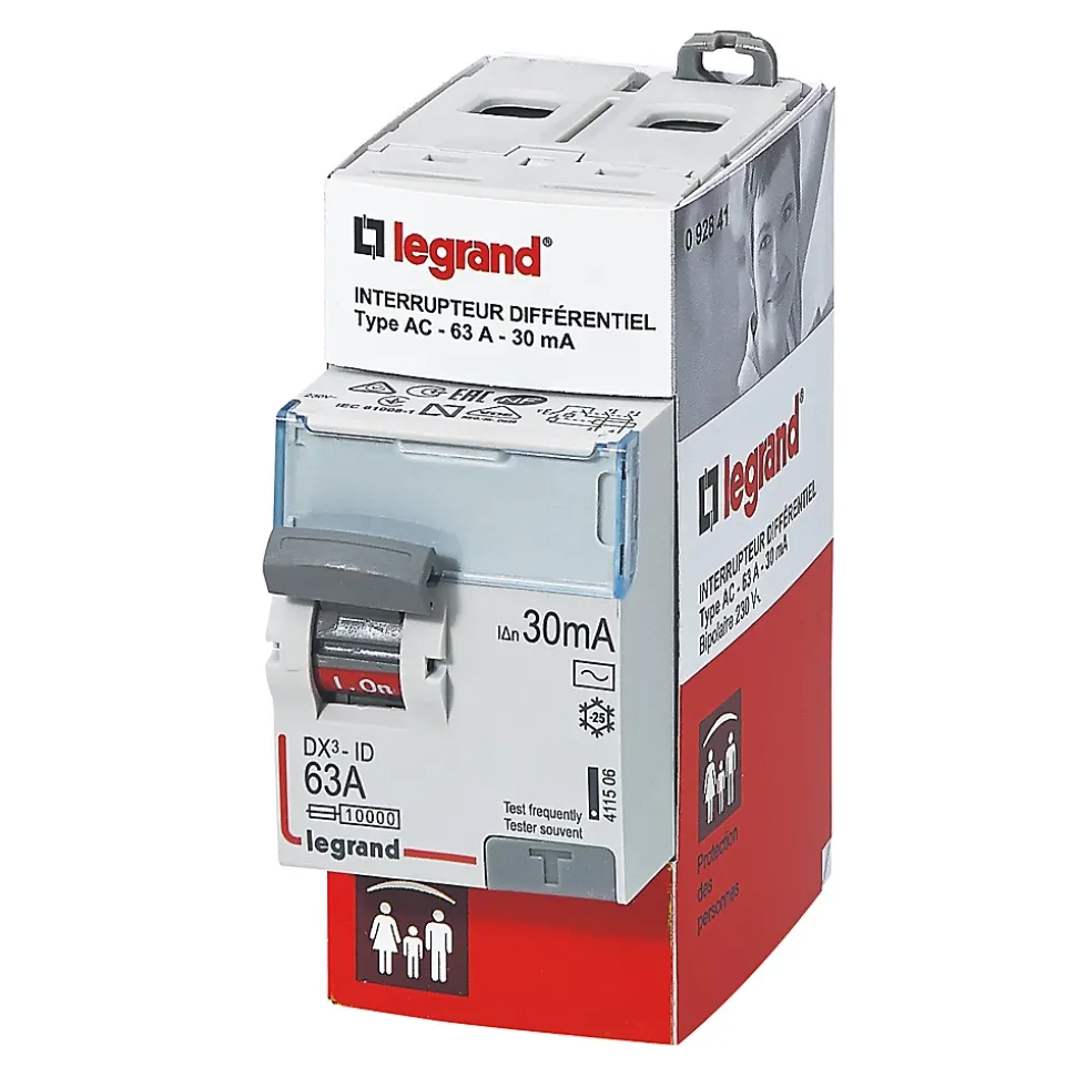 Interrupteur différentiel 30mA 63A type AC Legrand
