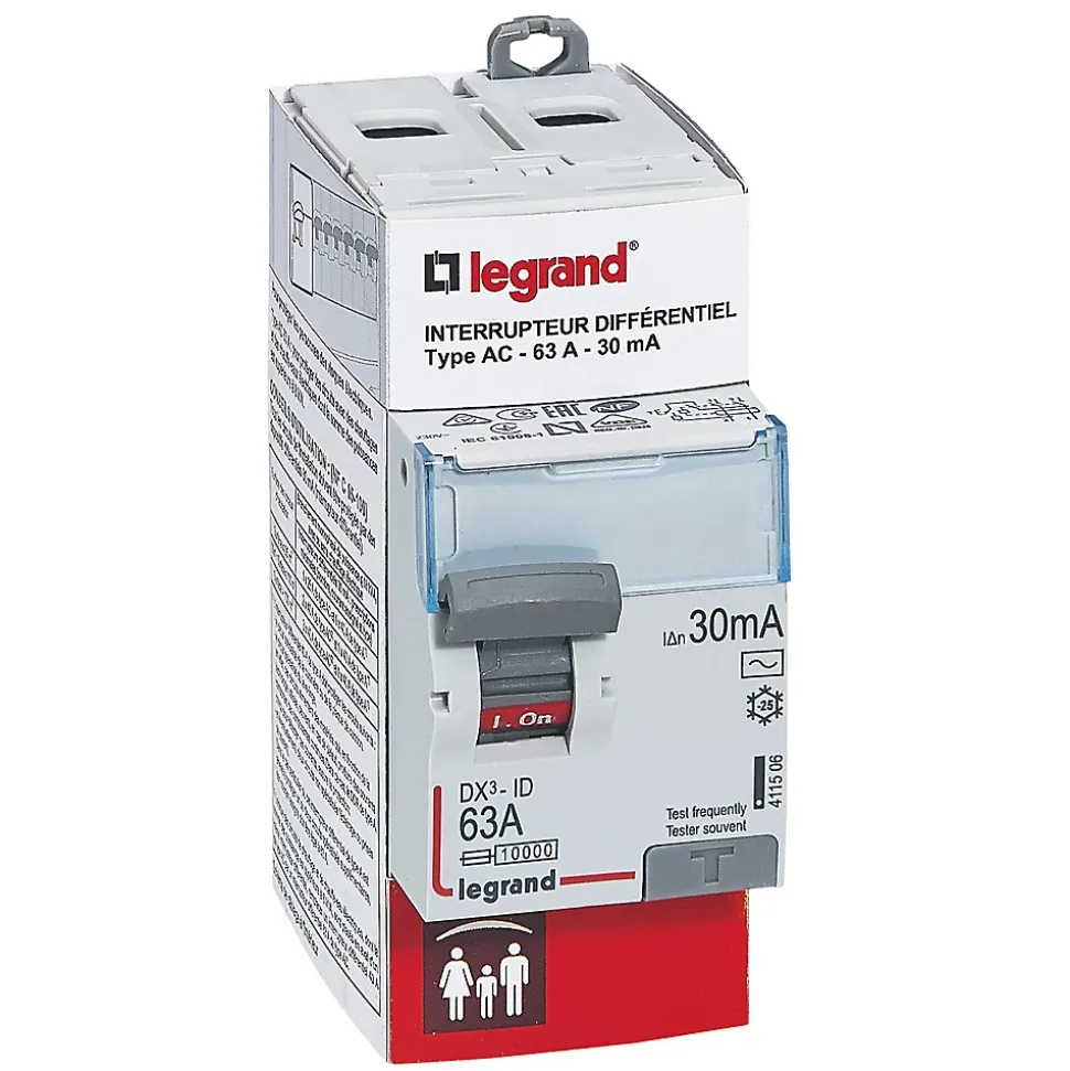 Interrupteur différentiel 30mA 63A type AC Legrand