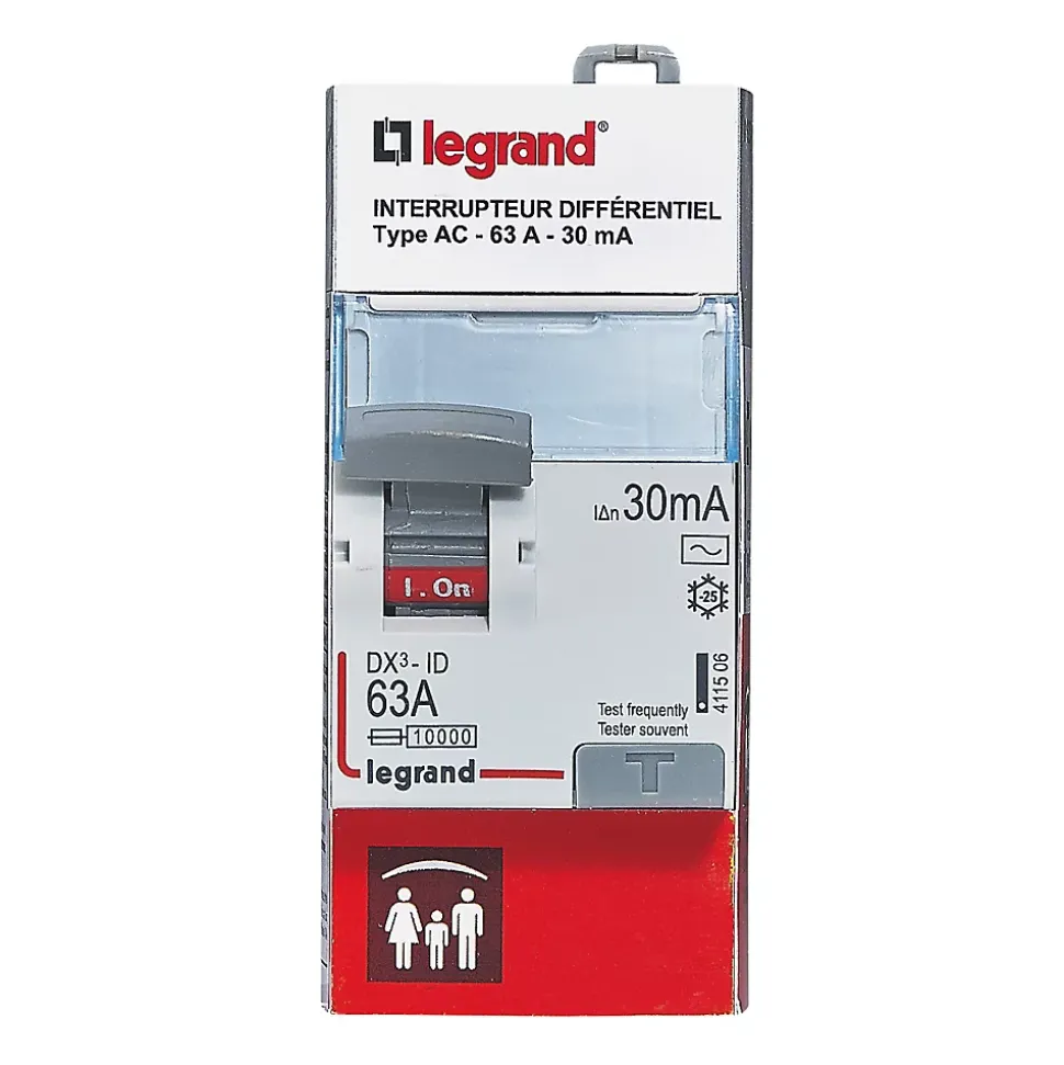 Interrupteur différentiel 30mA 63A type AC Legrand