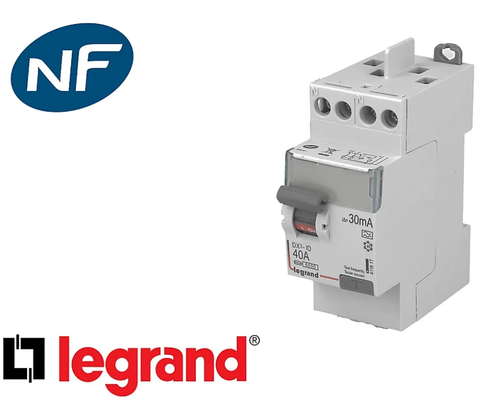 Interrupteur différentiel 2P 40A 30mA Type A Legrand DX à vis