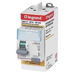 Interrupteur différentiel 40A 30mA type A sortie haut Legrand