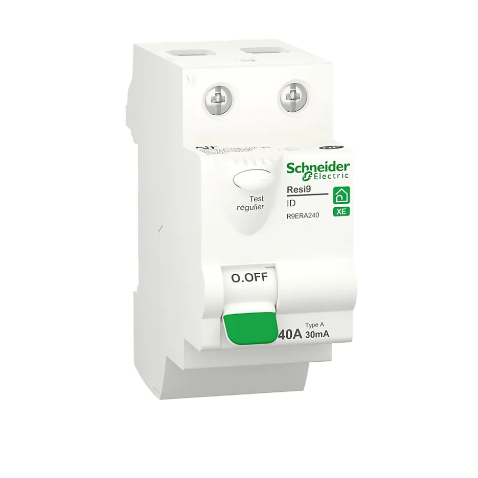 Interrupteur différentiel embrochable 2P 40A 30mA Type A Schneider Electric Resi9 XE