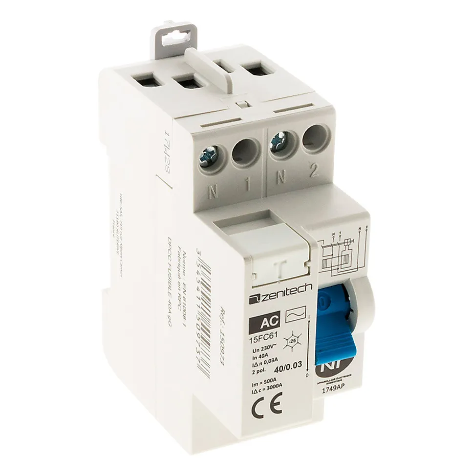 Interrupteur différentiel 40/2 30mA Type AC NF - Zenitech