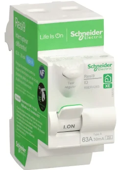Interrupteur différentiel embrochable 2P 63A 30mA Type A Schneider Electric Resi9 XE