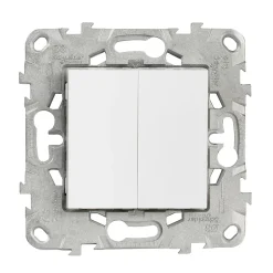 Interrupteur double poussoir 10A Schneider Electric Unica Déco blanc