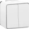 Interrupteur double va-et-vient étanche complet saillie Schneider Electric Mureva Styl blanc