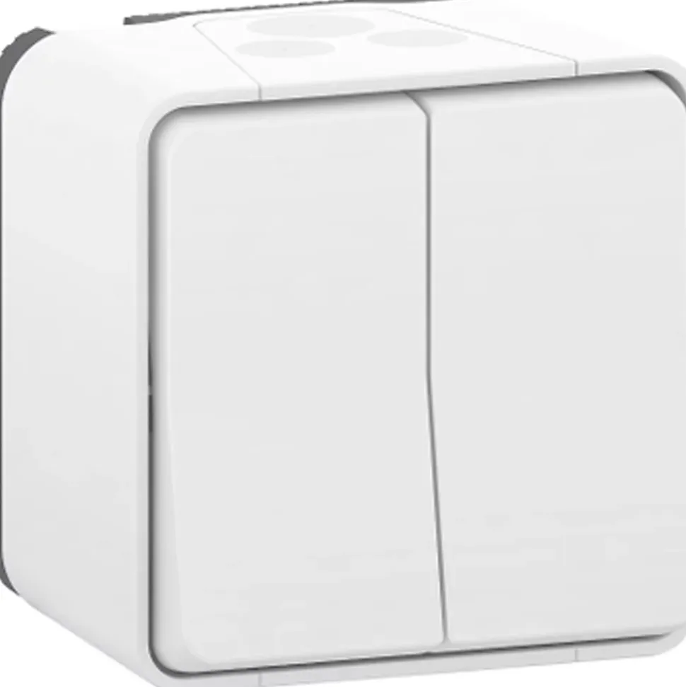 Interrupteur double va-et-vient étanche complet saillie Schneider Electric Mureva Styl blanc
