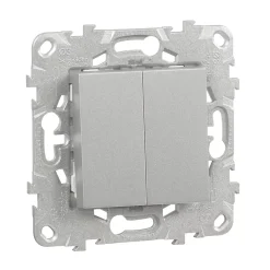 Interrupteur double va-et-vient connexion rapide 10A Schneider Electric Unica Déco aluminium