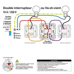 Interrupteur double va-et-vient connexion rapide 10A Schneider Electric Unica Déco aluminium