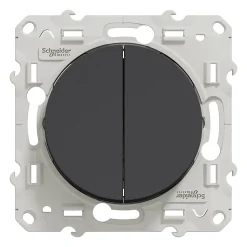 Interrupteur double va-et-vient connexion rapide à vis Schneider Electric Odace anthracite