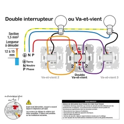 Interrupteur double va-et-vient connexion rapide à vis Schneider Electric Odace blanc