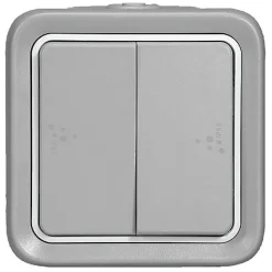 Interrupteur ou va-et-vient étanche PLEXO complet IP55 saillie gris double - LEGRAND - 069715