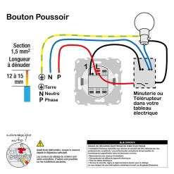 Interrupteur poussoir 10A Schneider Electric Ovalis blanc