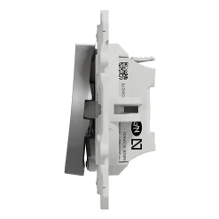Interrupteur poussoir lumineux LED bleu 10A à vis Schneider Electric Odace aluminium