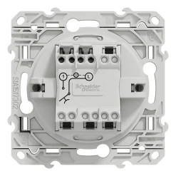 Interrupteur poussoir lumineux LED bleu 10A à vis Schneider Electric Odace aluminium