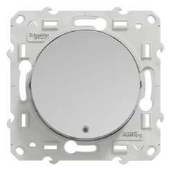 Interrupteur poussoir lumineux LED bleu 10A à vis Schneider Electric Odace aluminium
