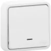 Interrupteur poussoir lumineux étanche complet encastré Schneider Electric Mureva Styl blanc
