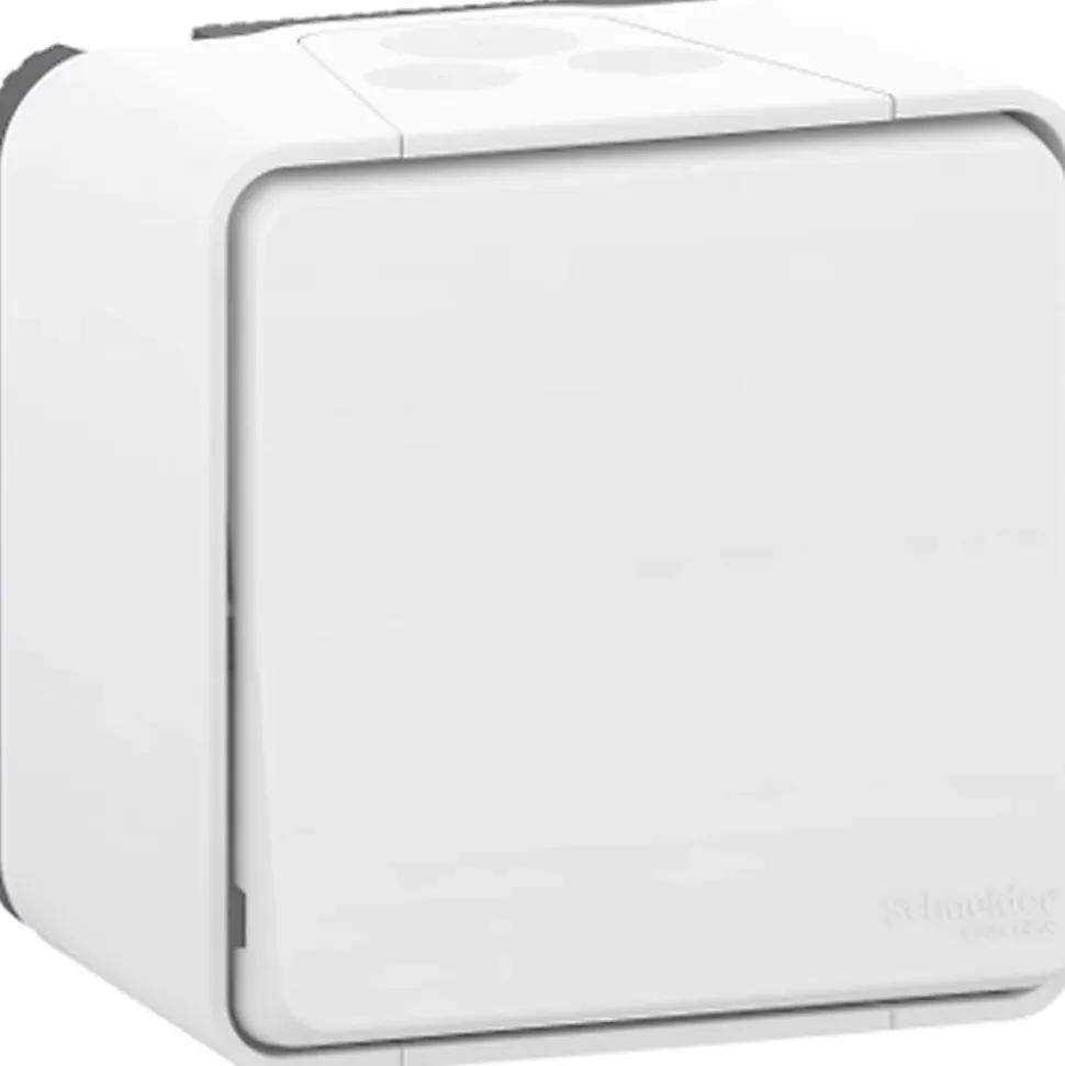 Interrupteur poussoir étanche complet saillie Schneider Electric Mureva Styl blanc