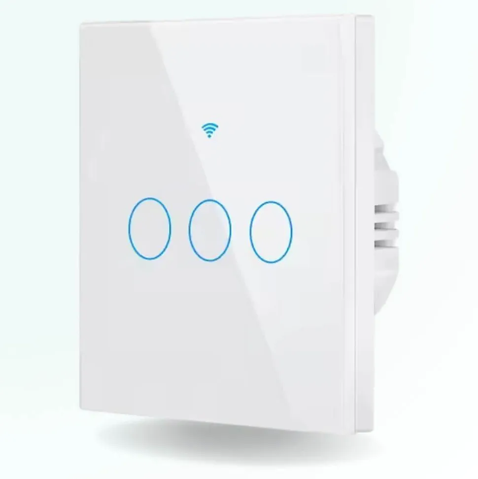 Interrupteur tactile connecté wifi + rf 433 - 3 boutons - sans fil neutre