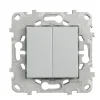 Interrupteur va-et-vient + poussoir 10A Schneider Electric Unica Déco aluminium