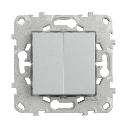 Interrupteur va-et-vient + poussoir 10A Schneider Electric Unica Déco aluminium