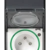 Interrupteur va-et-vient + prise avec terre verticale étanche complets saillie Schneider Electric Mureva Styl anthracite