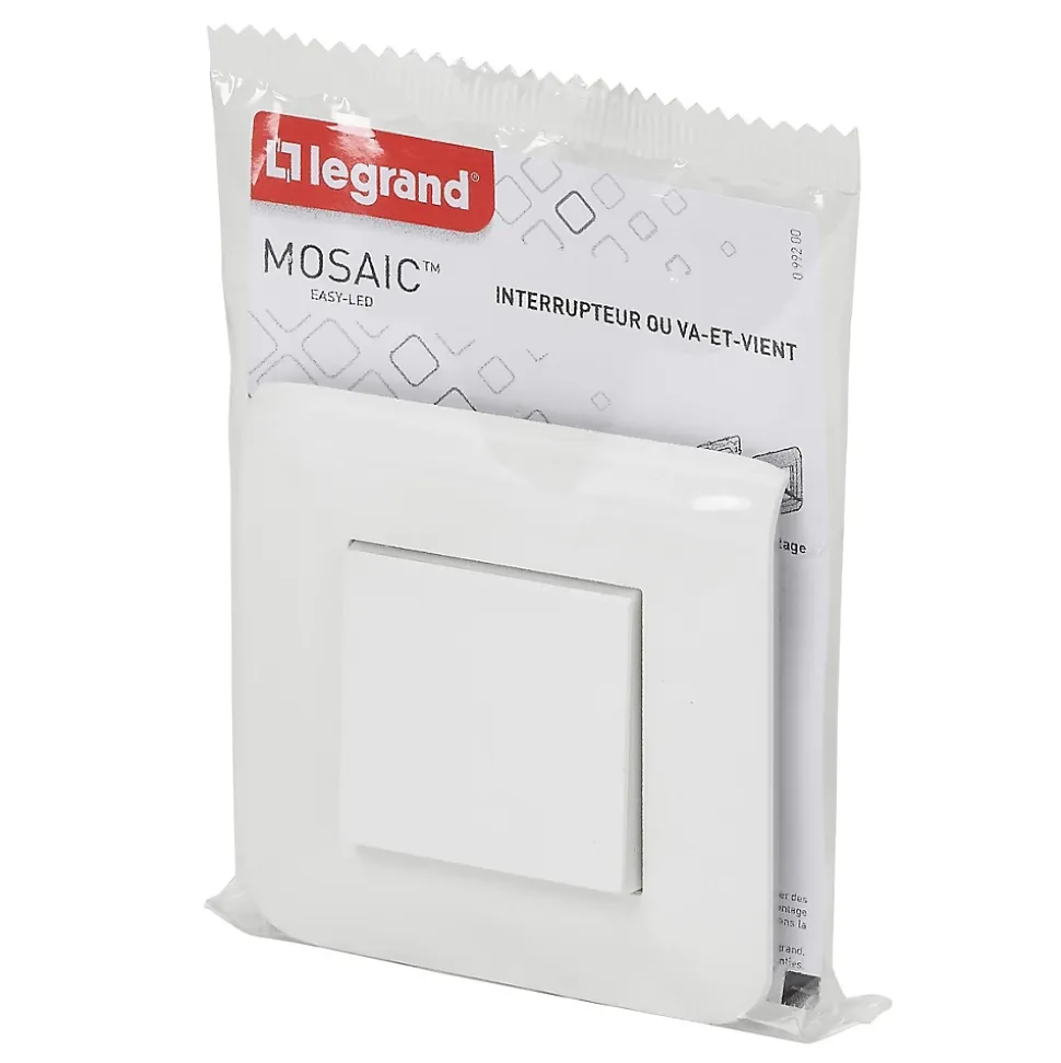 Interrupteur va-et-vient à vis Legrand Mosaïc blanc