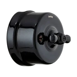 Interrupteur va-et-vient Fontini Garby Porcelaine noire, manette noire en saillie