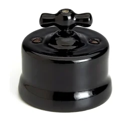 Interrupteur va-et-vient Fontini Garby Porcelaine noire, manette noire en saillie