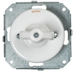 Interrupteur va-et-vient Fontini Garby Porcelaine blanche, manette blanche