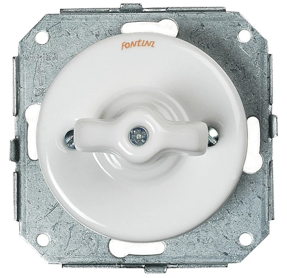 Interrupteur va-et-vient Fontini Garby Porcelaine blanche, manette blanche