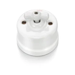Interrupteur va-et-vient saillie Fontini Garby Porcelaine blanche, manette blanche