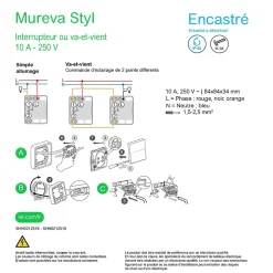 Interrupteur va-et-vient étanche complet encastré Schneider Electric Mureva Styl anthracite