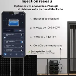 IZYWATT.eco 2048Wh injection réseau + panneau solaire pliant 400W