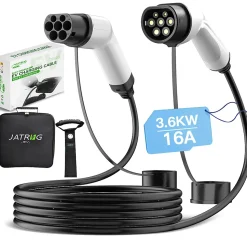 JATRHG câble de recharge 3,6kW / 16A monophasé, 12m, type 2 vers type 2, pour véhicules électriques et hybrides rechargeables