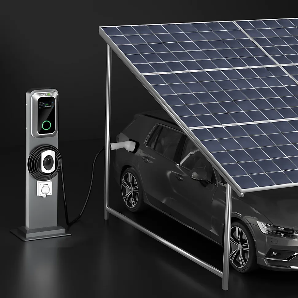 JATRHG K1 kit de borne de recharge, 22 kW / 32 A, triphasé, avec câble type 2 de 8 m pour véhicules électriques, support inclus