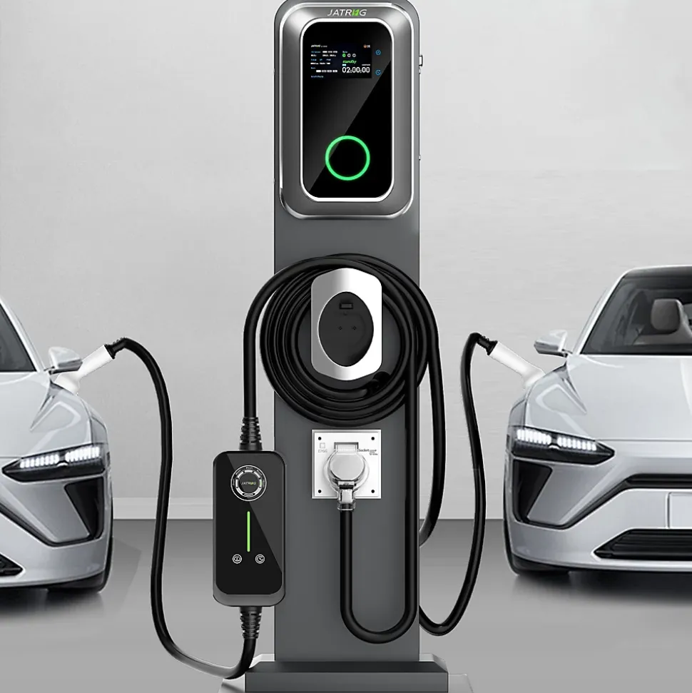 JATRHG K1 kit de borne de recharge, 22 kW / 32 A, triphasé, avec câble type 2 de 8 m pour véhicules électriques, support inclus