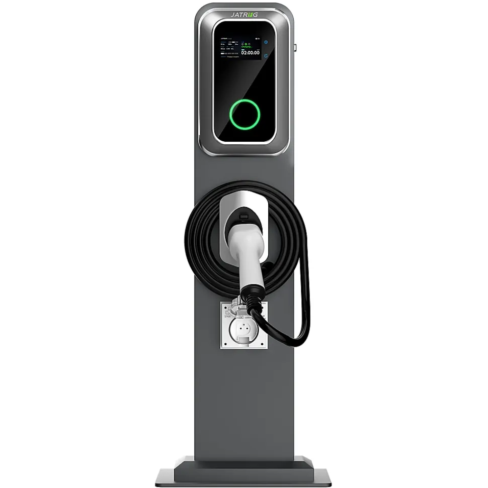 JATRHG K1 kit de borne de recharge, 22 kW / 32 A, triphasé, avec câble type 2 de 8 m pour véhicules électriques, support inclus