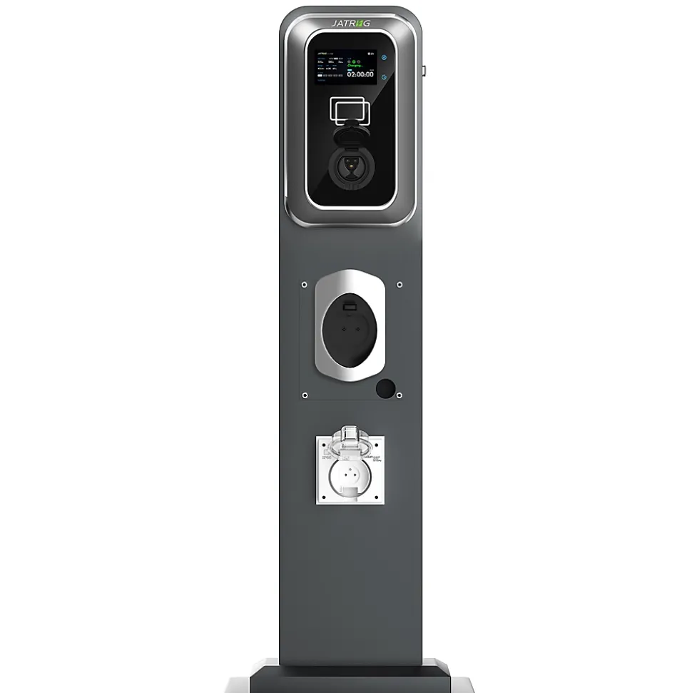 JATRHG K2 kit de borne de recharge, 11kW / 16A, triphasé, avec prise de type 2 équipée de shutter pour EV, support inclus