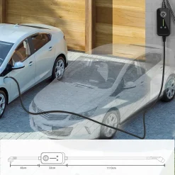 JATRHG P1 chargeur portable réglable de 3,6kW à 1,5kW / 16A à 8A monophasé, 12m, type 2, pour véhicules électriques